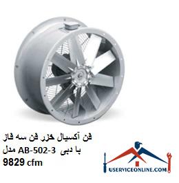Caspian axial fan three-phase fan model AB-502-3 with flow rate of 9829 cfm فن آکسیال خزر فن سه فاز مدل AB-502-3 با دبی 9829 cfm