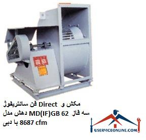 Direct suction and exhaust fan model MD (IF) GB 62 three phase with flow 8687 cfm فن سانتریفیوژ Direct مکش و دهش مدل MD(IF)GB 62 سه فاز با دبی 8687 cfm