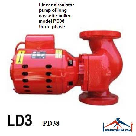 Linear circulator pump of long cassette boiler model PD38 three-phase پمپ سيرکولاتور خطی شوفاژ بلند کاست مدل PD38 سه فاز