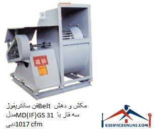 MD (IF) GS 31 three-phase Belt centrifuge fan with 1017 cfm flow فن سانتریفیوژ Belt مکش و دهش مدل MD(IF)GS 31 سه فاز با دبی 1017 cfm