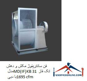 Suction and extraction centrifugal fan model MD (IF) KB 31 single phase with flow 1695 cfm فن سانتریفیوژ مکش و دهش مدل MD(IF)KB 31 تک فاز با دبی 1695 cfm