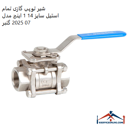 All-steel gas ball valve, size 14, 1 inch, model 07 2025 شیر توپی گازی تمام استیل سایز 1/4 1 اینچ مدل 07 2025 گنبر